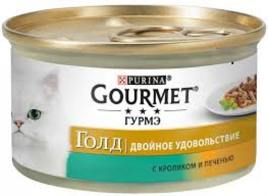  Корм Gourmet Gold Подвійне задоволення з кроликом і печінкою 85г.(от10шт)