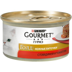 Корм Gourmet Gold Нежные биточки говядина с томатами 85 г(от 10шт)