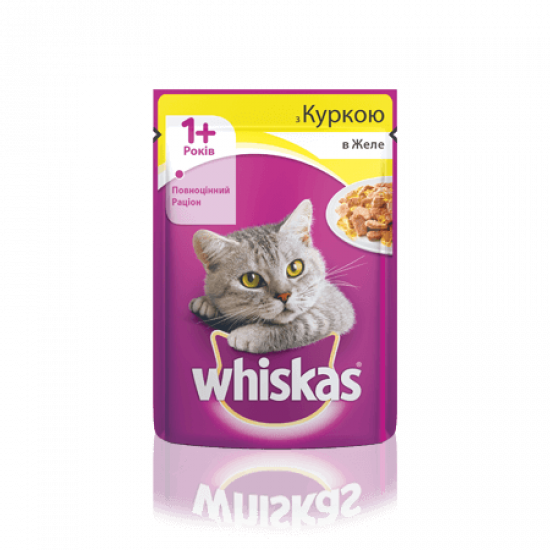 Whiskas влажный корм с курицей в желе 100г(от 10шт)