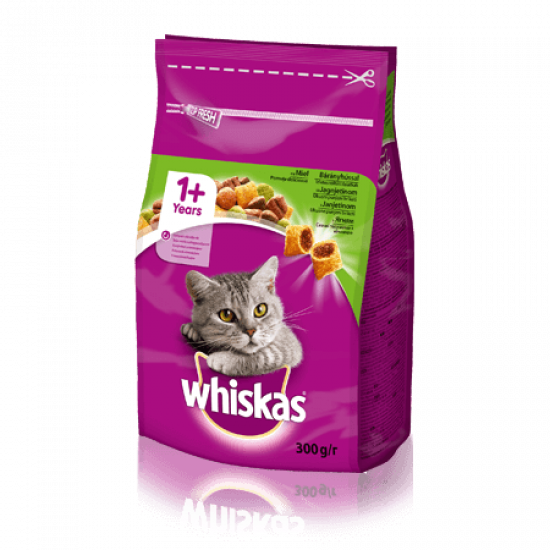 WHISKAS Вкусные подушечки с ягненком для взрослых кошек, 300 г