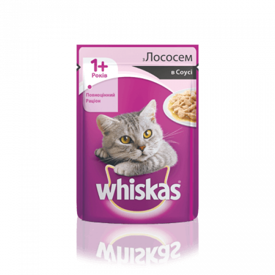 Whiskas влажный корм с лососем в соусе 100г(от 10шт)