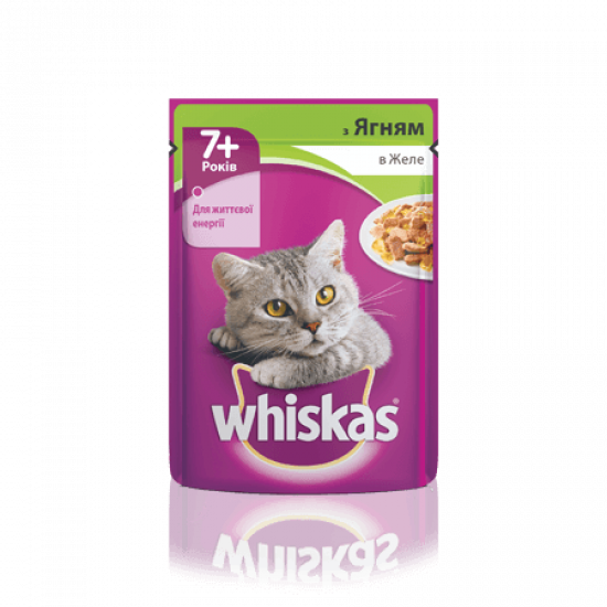 Whiskas вологий корм 7 + з ягням в желе 100г (від 10шт)