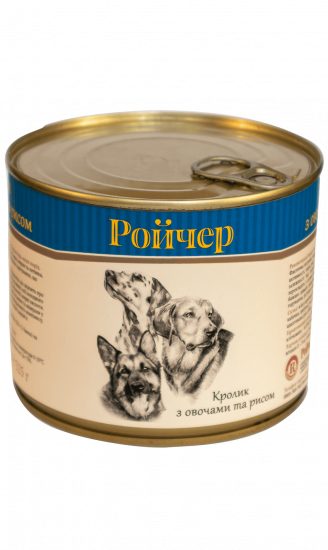 Консерва д / собак РОЙЧЕР Кролик з овочами та рисом 525г