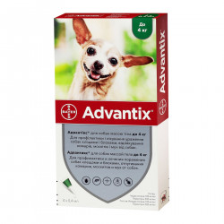 Капли на холку для собак Bayer «Advantix» до 4 кг, 4*0.4мл