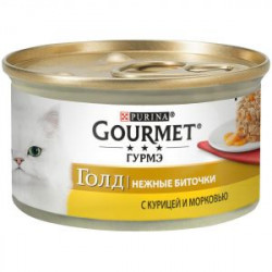 Корм Gourmet Gold Нежные биточки с курицей и морковью 85 г(от 10шт)