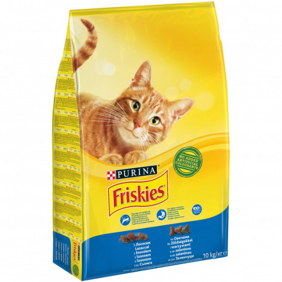 Сухой корм для кошек Purina Friskies с лососем и овощами 10 кг