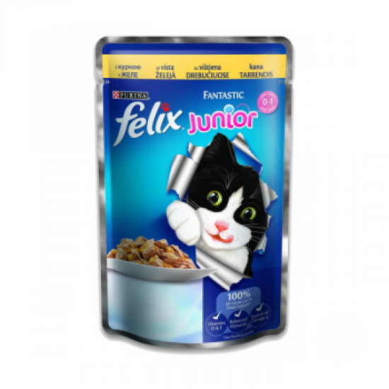 Вологий корм Felix Fantastic Junior Курка в желе для кошенят 100г * 20шт