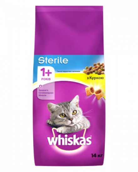 Whiskas для стерилизованных с курицей 14 кг