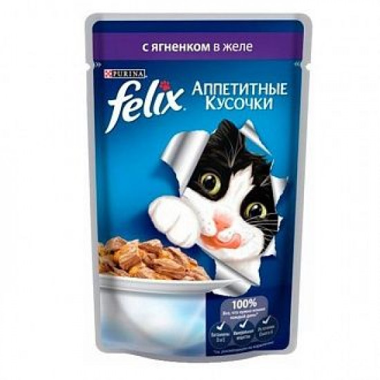  Вологий корм Felix Fantastic-з ягням в желе 100г * 20шт